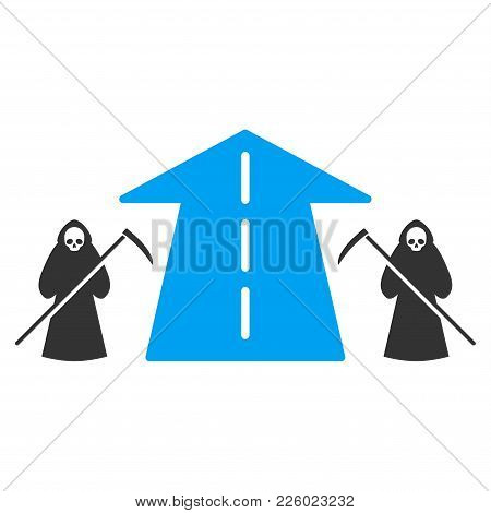 Scytheman Future Road Flat Vector Icon. An Isolated Icon On A White Background.