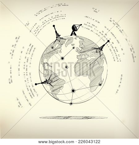 Concept Of Communication World In Hand Drawing Style