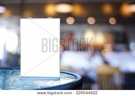 Stand  Mock Up Menu Frame  Tent Card  Blurred Background  Design Key Visual Layout Online Advertisin