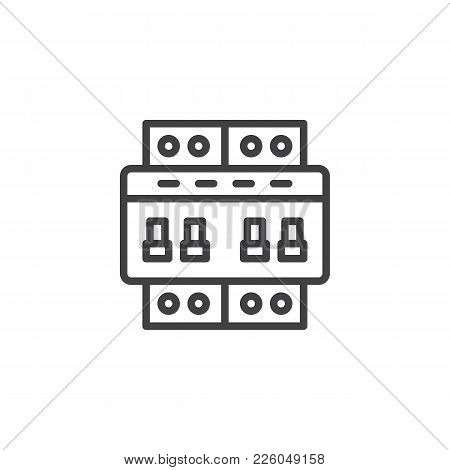 Circuit Breaker Switch Line Icon, Outline Vector Sign, Linear Style Pictogram Isolated On White. Ele