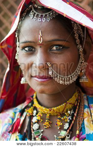Porträt einer Frau Indien Rajasthan