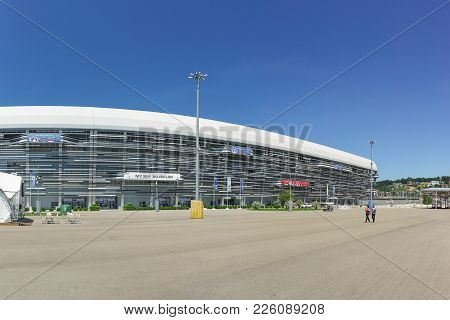 Russia, Sochi, Krasnodar Region-june 05.2017: The Main Grandstand Of The Sochi Autodrom And The Muse