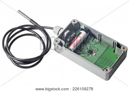 Truck Telemetry With Tracker Isolated On White. Electronics In Junction Box With Sersors. Wireless I