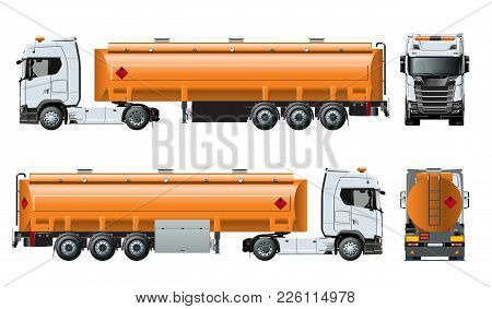 Vector Realistic Tunker Truck Template Isolated On White. Available Eps-10 Separated By Groups And L