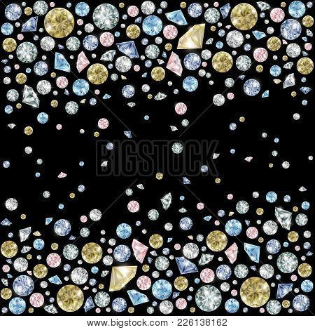 Illustration Of Falling Gems Background With Diamonds In Various Colors And Styles