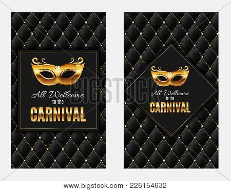 Popular Event Brazil Carnival In South America During Summe.  Background With Party Mask.  Masquerad
