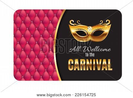 Popular Event Brazil Carnival In South America During Summe.  Background With Party Mask.  Masquerad