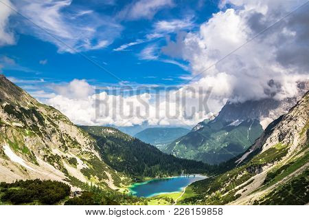 View On Drachensee And On Zugspitze Mountain