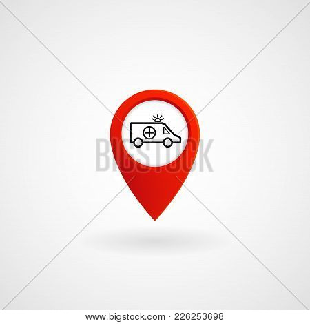 Red Location Icon For Ambulance, Vector, Illustration, Eps File