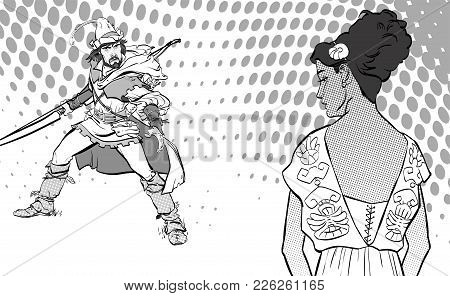 Girl Dreaming Of The Knight. Girl Demanding A Knight. Girl Dreaming About A Knight. Girl's Dream Of 