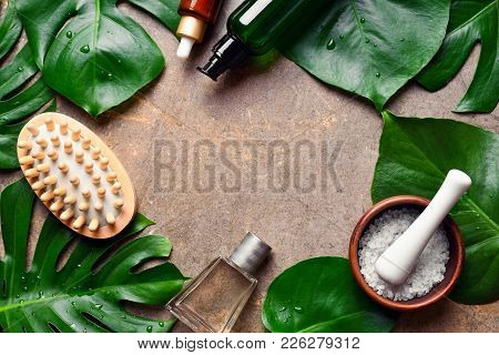 Spa Natural Products Concept, Beauty Background With A Space For A Text, Flat Lay