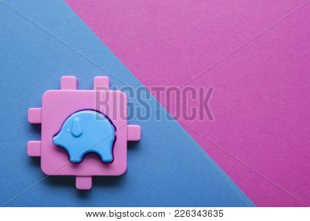 Kids Educational Developing Toys Frame On Colorful Background. Top View. Flat Lay. Copy Space For Te