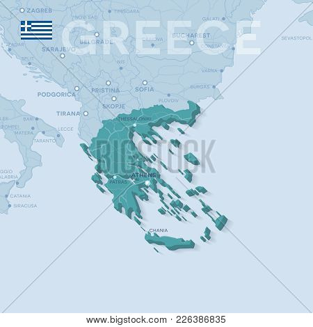 3d Map Of Cities And Roads In Europe. Countries And Their Neighbors.