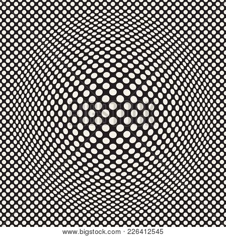 Halftone Bloat Effect Optical Illusion. Abstract Geometric Background Design. Vector Seamless Retro 
