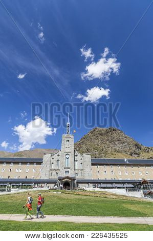 Vall De Nuria,spain-september 15,2011: Landscape In Catalan Pyrenees Sanctuary Of Nuria,vall De Nuri