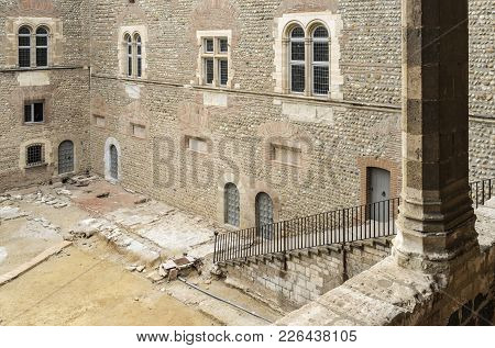 Perpignan,france-september 12,2011: Interior Courtyard Palace,palais Rois Majorque,perpignan.