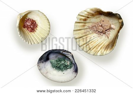Make Up Products Decorative Macro. Friable Eye Shadow Isolate Close Up.