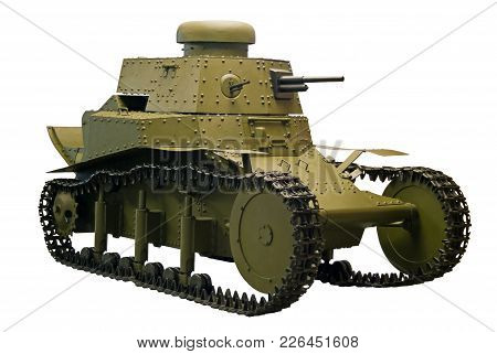 Old Small Tank Of The Beginning Of Xx Century With Riveted Armor, Isolated