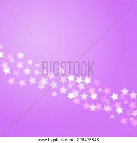 Vector Abstract Lilac Background With Boken Lights And Stars.