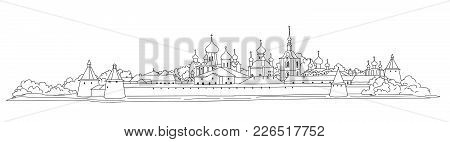 Russian Famous Landmark Solovki. Skyline View. Landscape Of Solovki Monastery. Travel Russia Backgro