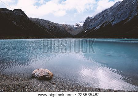 View Of The Emerald Lake (laguna Esmeralda) In Ushuaia, Tierra Del Fuego, Argentina.