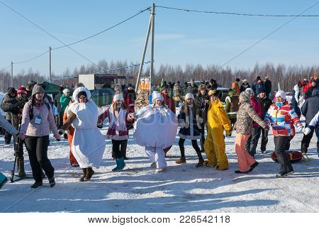 Funny Dances At The Festival Winter Fun In Uglich, 10.02.2018 In Uglich, Yaroslavl Region, Russia.