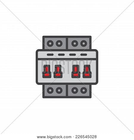 Circuit Breaker Switch Filled Outline Icon, Line Vector Sign, Linear Colorful Pictogram Isolated On 