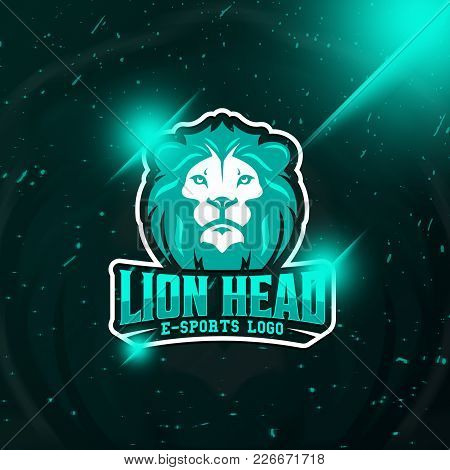 Lion Head Logo Mascot Emblem On Shield. E-sport Teams Logo For Print T-shirt. The Design Of The Char