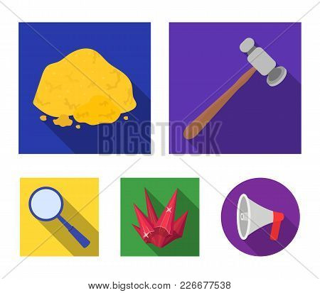 A Jeweler's Hammer, A Magnifier, A Copper Ore, A Crystal. Precious Minerals And A Jeweler Set Collec