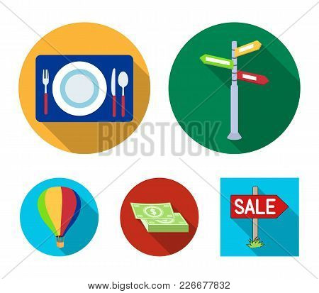 Vacation, Travel, Pointer, Way, Navigation .rest And Travel Set Collection Icons In Flat Style Vecto