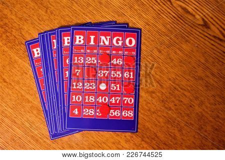 The Vintage Bingo Card On Wooden Table, Bingo Card