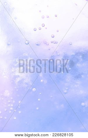 Background, Texture: Blue Stratum Of Ice With Bubbles