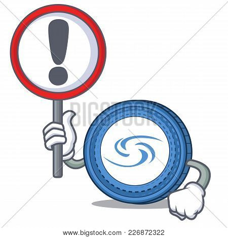 With Sign Syscoin Character Cartoon Style Vector Illustration