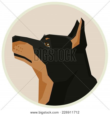 Dog Collection Lancashire Heeler Geometric Style Avatar Icon Round Set