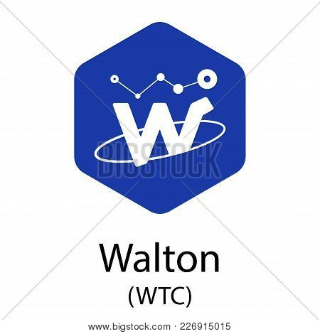 Colorful Walton Cryptocurrency Symbol Isolated On White Background