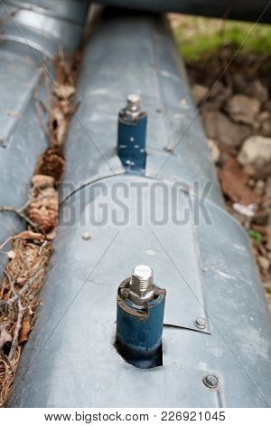 The Central Hot Steam Heating System. Steel Pipelines Covered With Heat Insulation. Pipelines With B