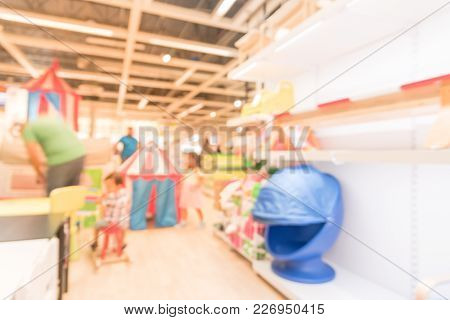 Blurred Vivid Kid Playing Room, Play Corner In Furniture Store