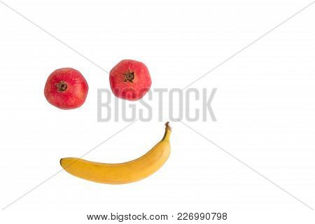 Fruit Face Isolated Over White Background. Concept-healthy Food, Happiness, Healthy Lifestyle, Diet,