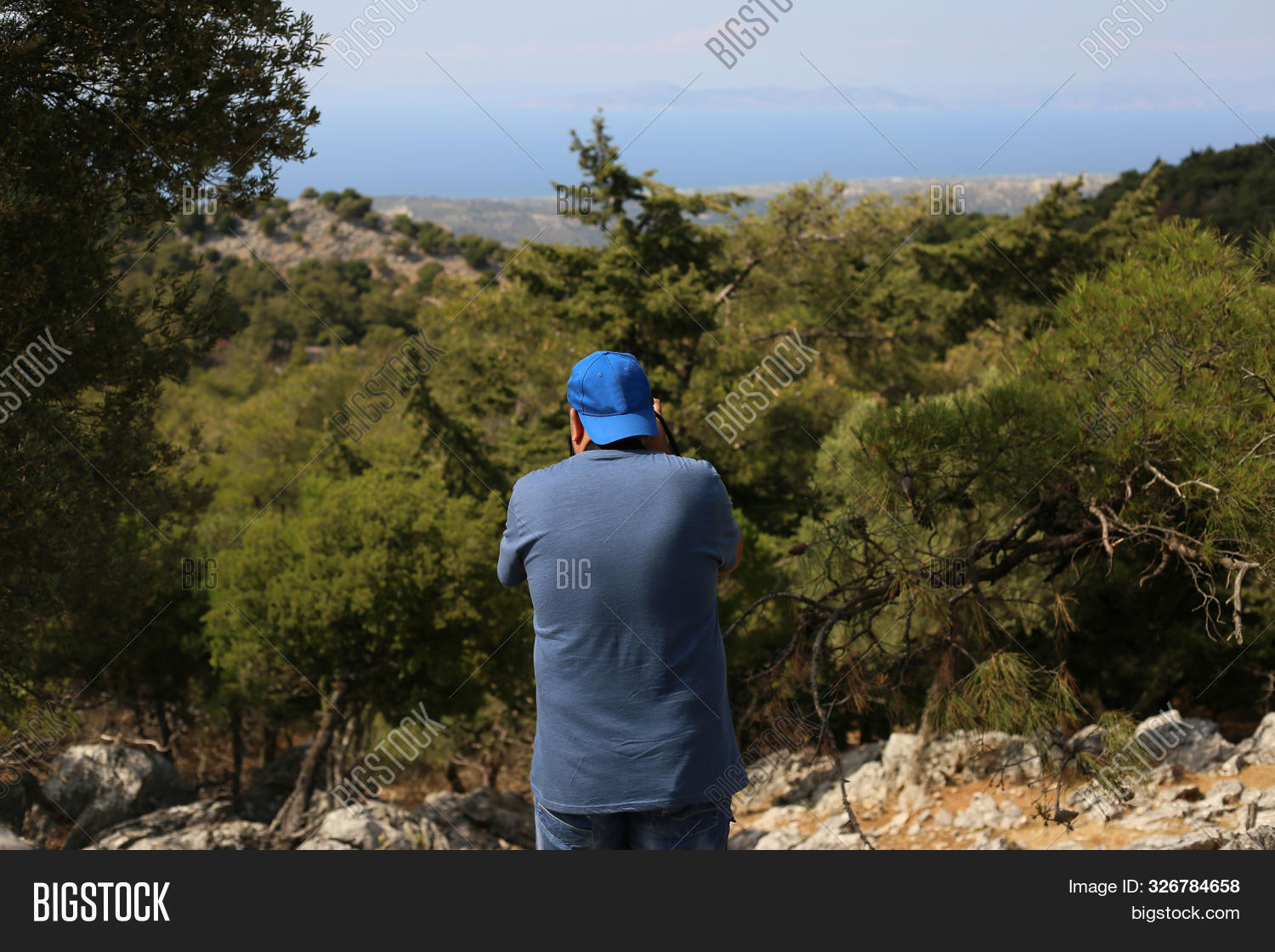 Fat Man Tourist Blue Image and Photo pic