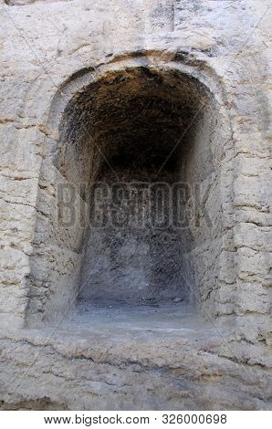 Archway Cut Into The Rock At The Foot Of The Castle, Montefrio, Granada Province, Andalucia, Spain, 