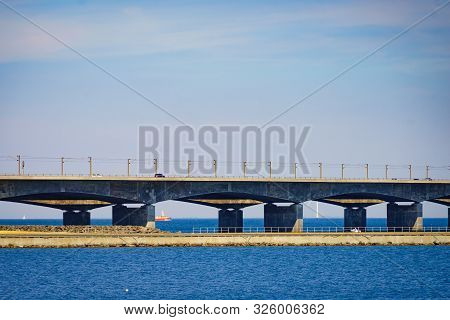The Bridge Across The Great Belt - The Storebaelt Bridge In Denmark.