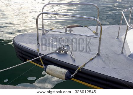Part Of The Yacht Close Up In The Port.