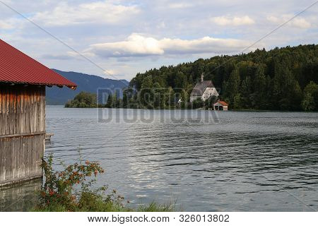 Fishing Hut At The Walchensee In Germany