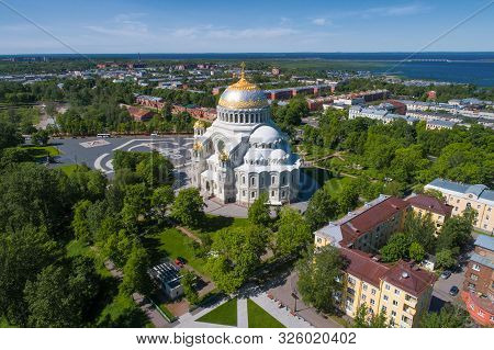 View Of The Old St. Nicholas Naval Cathedral On A June Afternoon (aerial Photography). Kronstadt, St