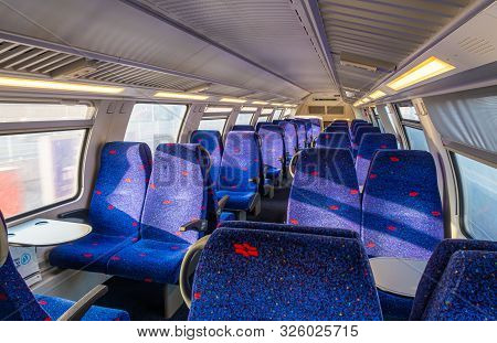 Tel Aviv-yafo, Israel, September 17, 2019 : Rows Of Armchairs In The Upper Compartment Of A Two-stor