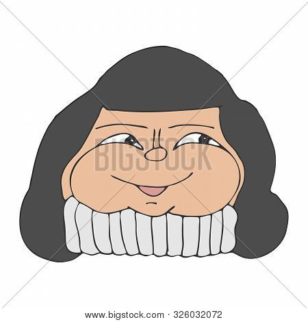 Vector Freehand Cartoon Drawing Of A Cheerful Man Of The Representative Of The Northern Peoples On A