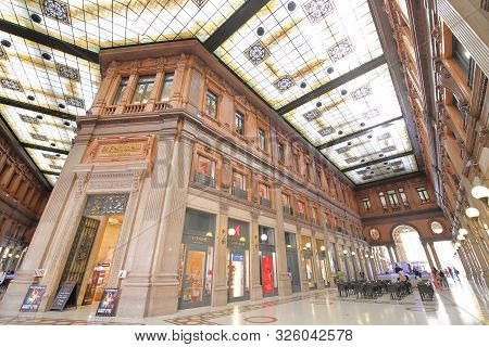 Rome Italy - June 14, 2019: Unidentified People Visit Galleria Alberto Sordi Shopping Arcade Mall Ro