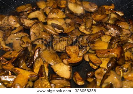 Roasted Tenderloin Cut With Fresh Mushrooms Of The Forest