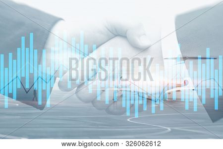 Andle Chart. Business Analysis, Financial Investment Concept. Economic Trend And Blurred Background 