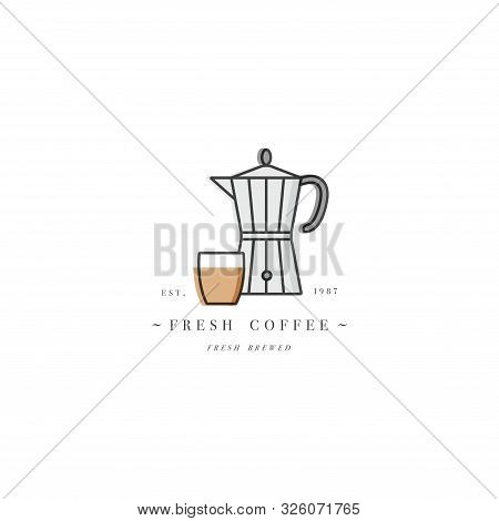 Vector Design Colorful Template Logo Or Emblem - Coffee Shop And Cafe. Food Icon. Label In Trendy Li